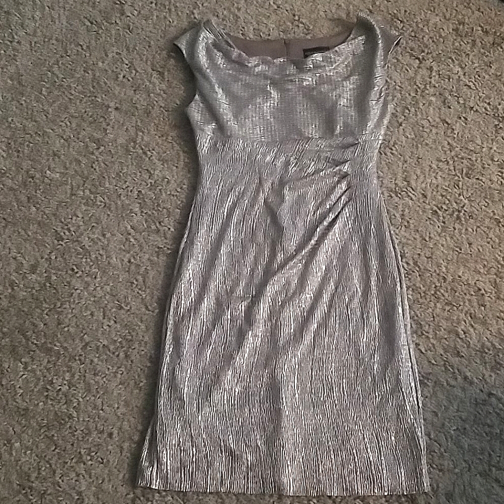 Connected Apparel Metallic Silver Dress 4P NWT